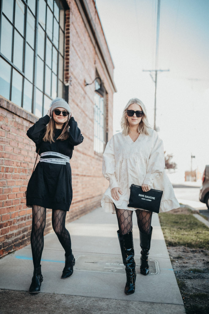 Twinning In: Black Gucci tights