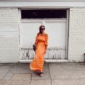 orange wedding guest dress