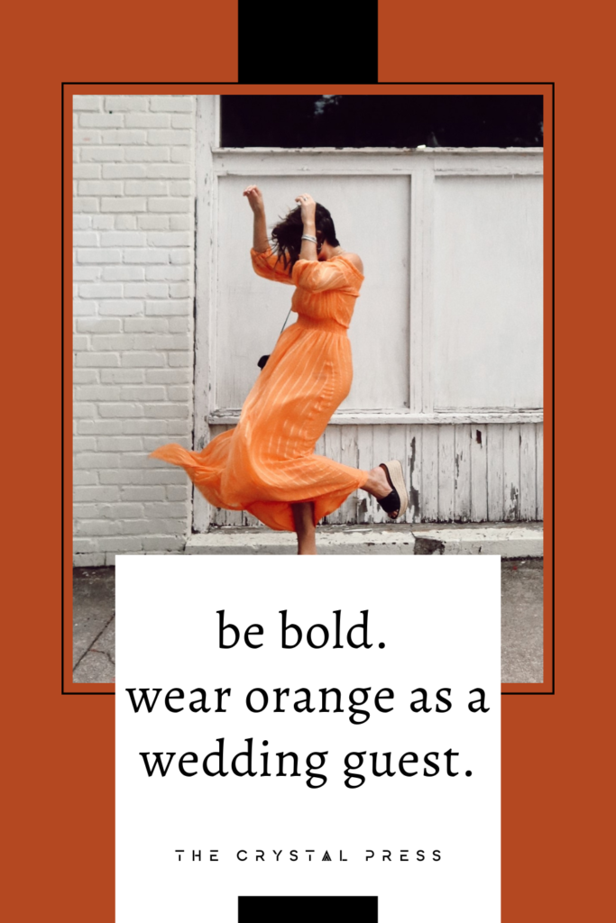 the crystal press fashion blog orange wedding guest dress